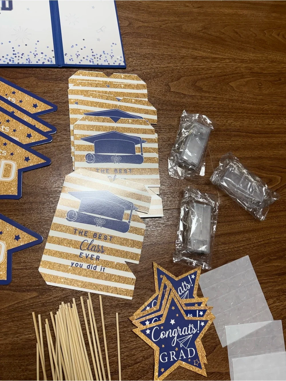 Blue & Gold Graduation Party Kit - Congrats Grad Decorations